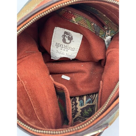 Vtg. Spartina 449 Daufuskie Island Linen Leather Sarah Drawstring Tote Handbag - Picture 5 of 6